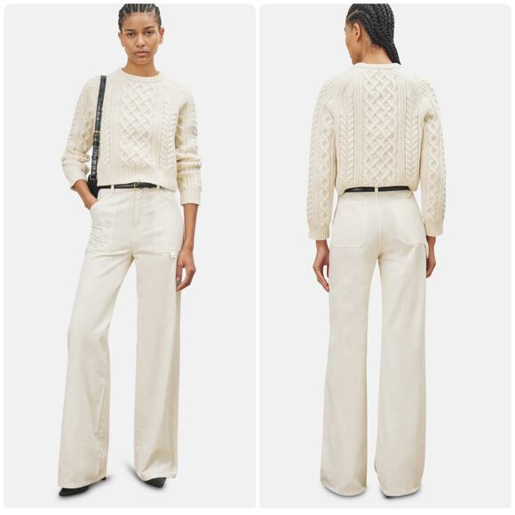 Nili Lotan Quentin White Wide Leg Pants Size 10 NWT Made in USA - Picture 1 of 7